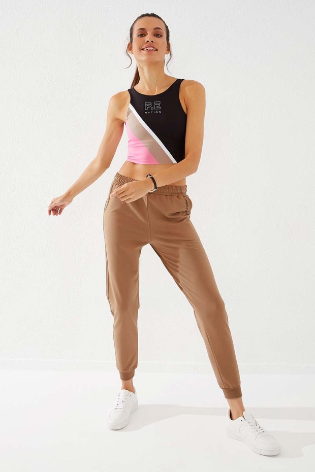 Women's High Waisted Pocket Detailed Jogger Earthlike Tracksuit Bottom - 94574