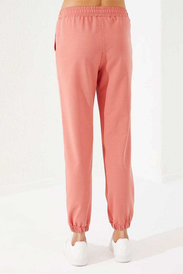 Women's High Waisted Text Printed Powder Tracksuit Bottom - 94575