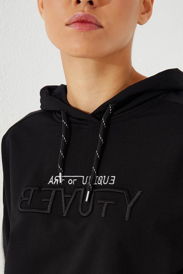 Women's Hooded Jogger Black Tracksuit - 95260