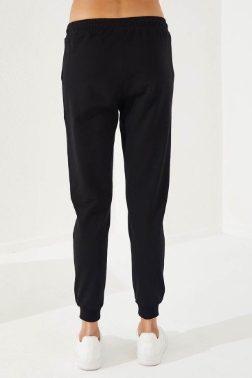 Women's Hooded Jogger Earthlike-Black Tracksuit - 95260 - Thumbnail