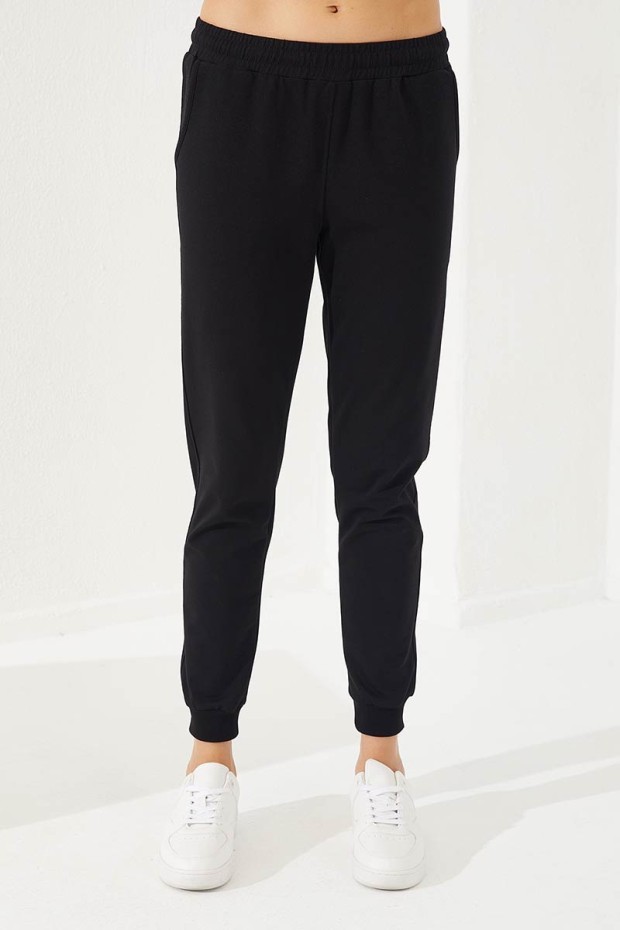 Women's Hooded Jogger Ecru-Black Tracksuit - 95260