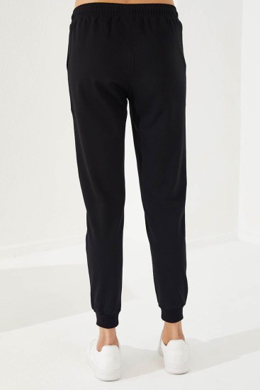 Women's Hooded Jogger Grey Melange-Black Tracksuit - 95260 - Thumbnail