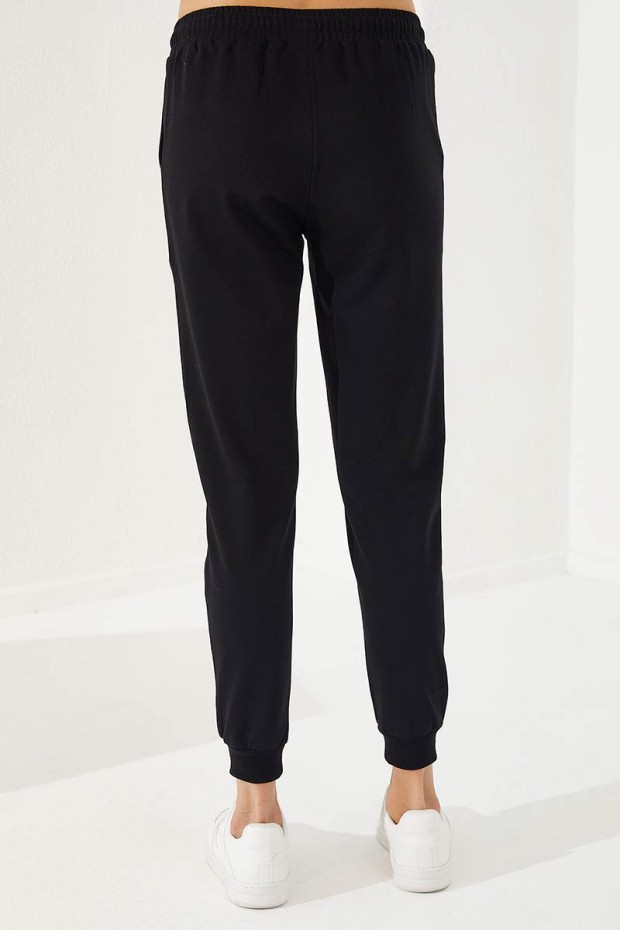 Women's Hooded Jogger Grey Melange-Black Tracksuit - 95260