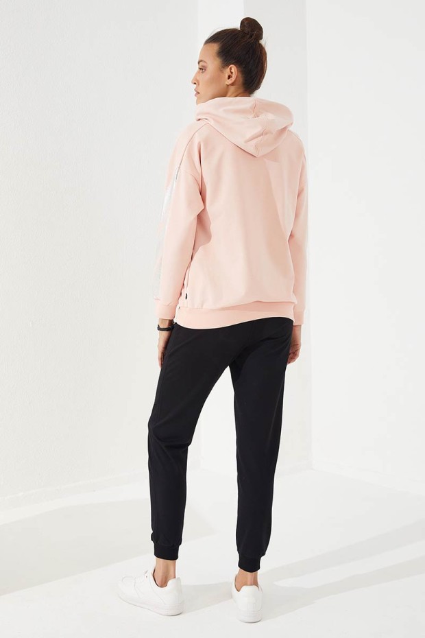 Women's Hooded Jogger Pink-Blue Tracksuit - 95260