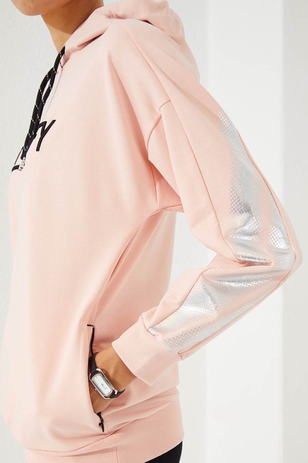 Women's Hooded Jogger Pink-Blue Tracksuit - 95260