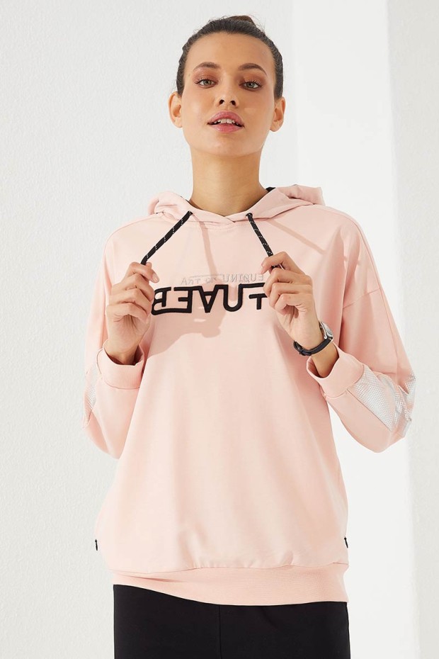 Women's Hooded Jogger Pink-Blue Tracksuit - 95260