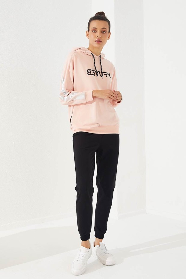 Women's Hooded Jogger Pink-Blue Tracksuit - 95260