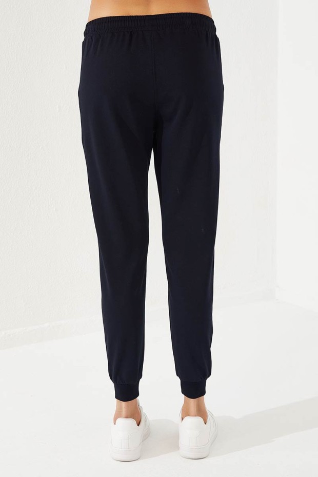 Women's Stand Collar Half Zippered Regular Fit Cuffed Red-Navy Blue Tracksuit - 95269