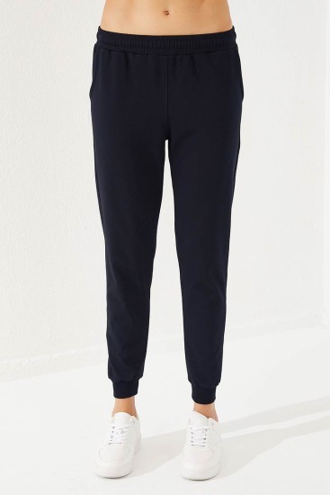 Women's Stand Collar Half Zippered Regular Fit Cuffed Red-Navy Blue Tracksuit - 95269 - Thumbnail