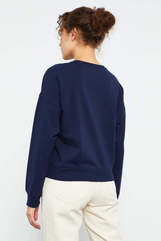 Tommy Life Basic Round Neck Indigo Women's Sweatshirt