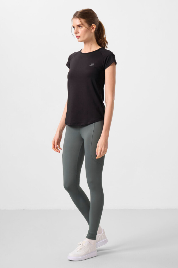 Tommy Life Round Neck Criss Cross Back Black Women's T-Shirt