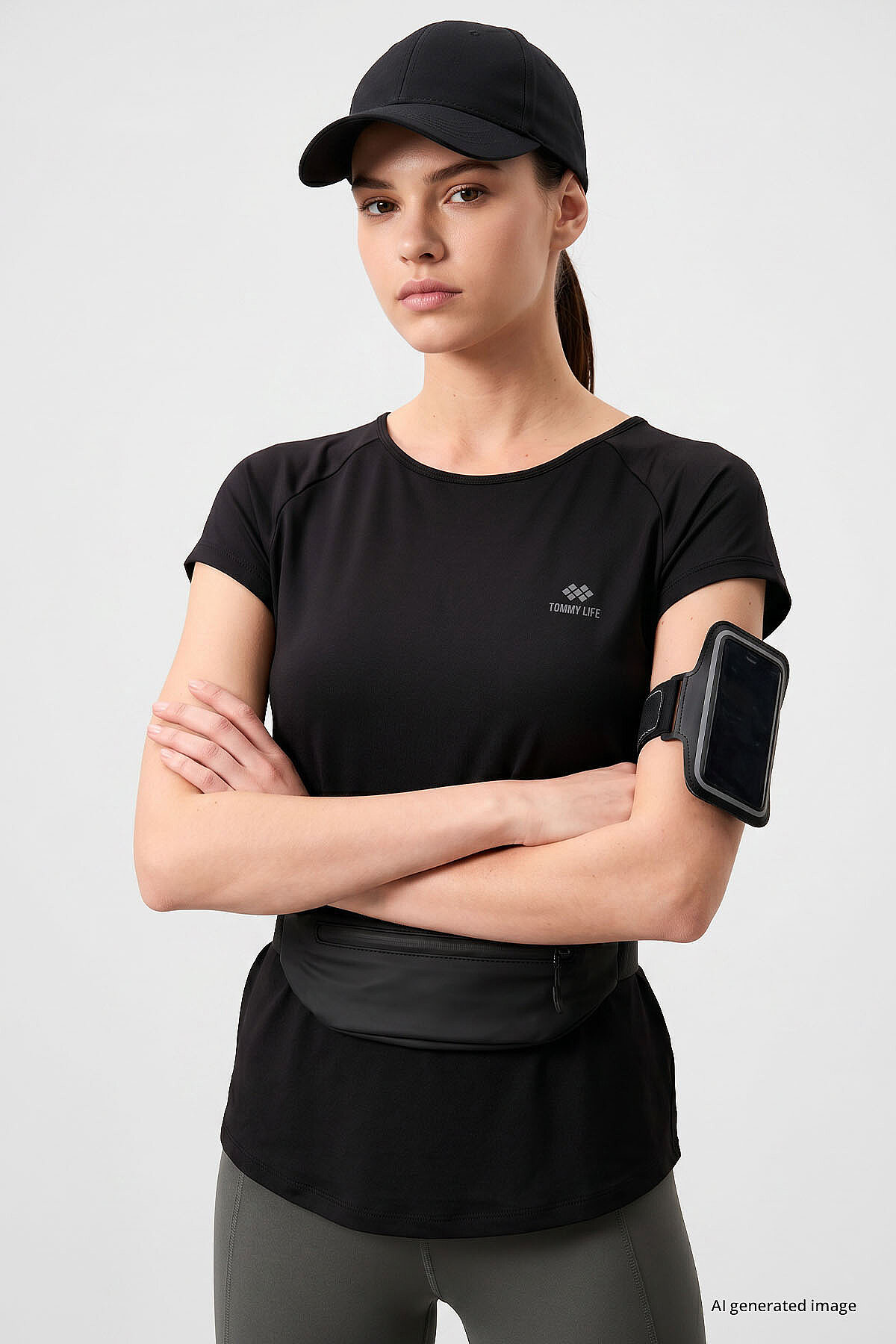 Tommy Life Round Neck Criss Cross Back Black Women's T-Shirt - TOMMYLIFE