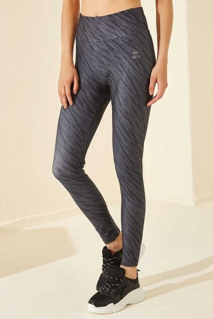 Tommy Life High Waist Printed Scuba Micro Sports Anthracite Women's Tights