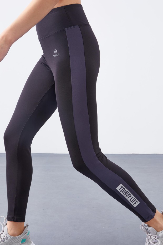 Tommy Life High Waist Micro Scuba Sports Black-Anthracite Women's Tights