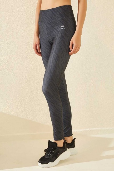 Tommy Life High Waist Printed Scuba Micro Sports Khaki Women's Tights