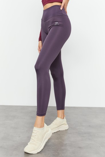 Tommy Life High Waist Classic Micro Sports Purple Women's Tights - TOMMYLIFE (1)