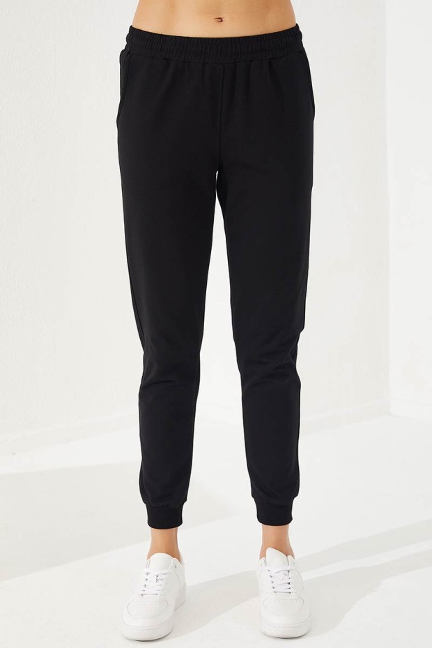 Hooded Cuffed Black-Gold Women's Tracksuit