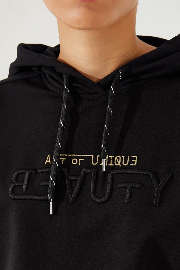 Hooded Cuffed Black-Gold Women's Tracksuit