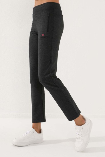 Tommy Life Zip Pocket Anthracite-Melange Women's Tracksuit Bottom - Thumbnail