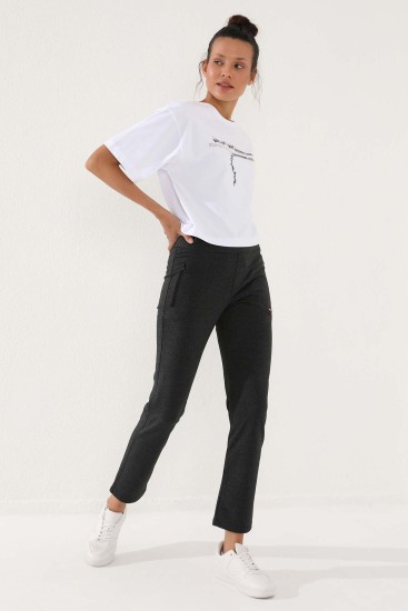 Tommy Life Zip Pocket Anthracite-Melange Women's Tracksuit Bottom - Thumbnail