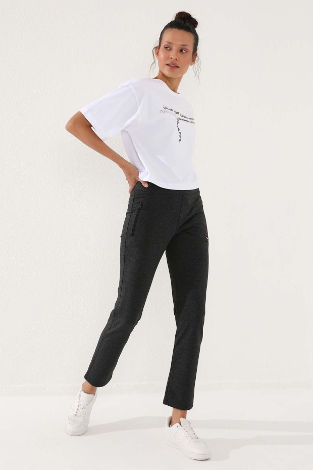 Tommy Life Zip Pocket Anthracite-Melange Women's Tracksuit Bottom