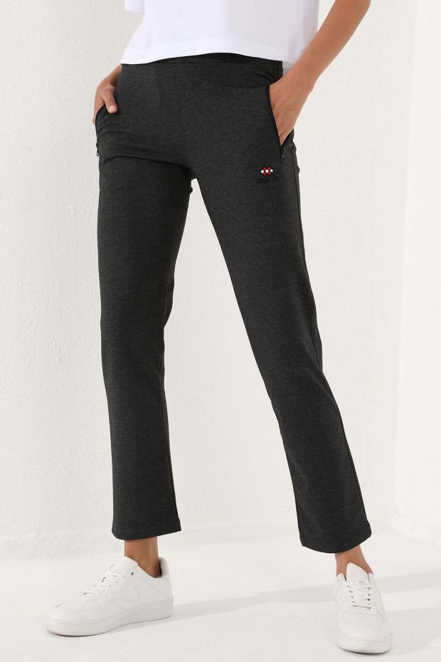 Tommy Life Zip Pocket Anthracite-Melange Women's Tracksuit Bottom