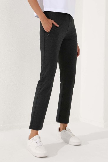 Tommy Life Zip Pocket Anthracite-Melange Women's Tracksuit Bottom - Thumbnail