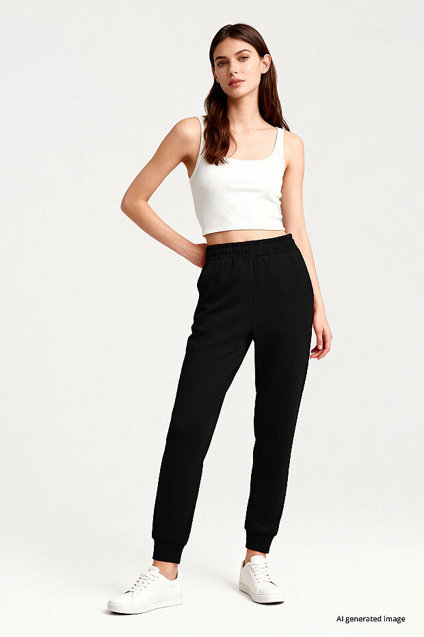 Tommy Life Classic Cuffed Black Women's Tracksuit Bottom - 3