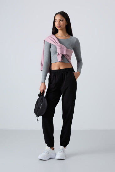 Cuffed Black Women's Tracksuit Bottom 