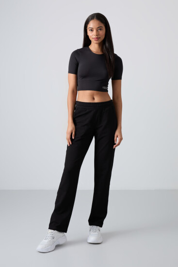 Straight Leg Black Women's Tracksuit Bottom 