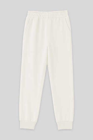 Tommy Life Classic Cuffed Ecru Women's Tracksuit Bottom - TOMMYLIFE (1)