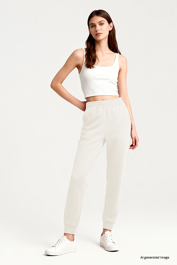 Tommy Life Classic Cuffed Ecru Women's Tracksuit Bottom - 3