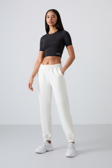 Cuffed Ecru Women's Tracksuit Bottom 
