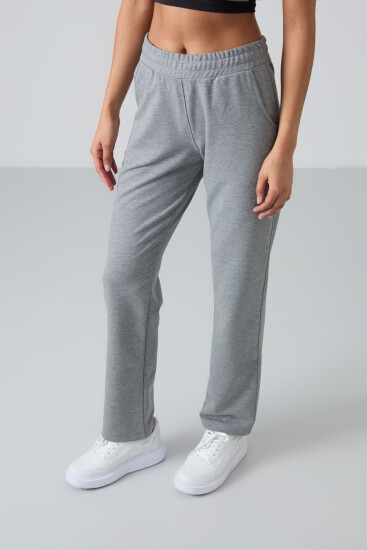 Straight Leg Grey Melange Women's Tracksuit Bottom 