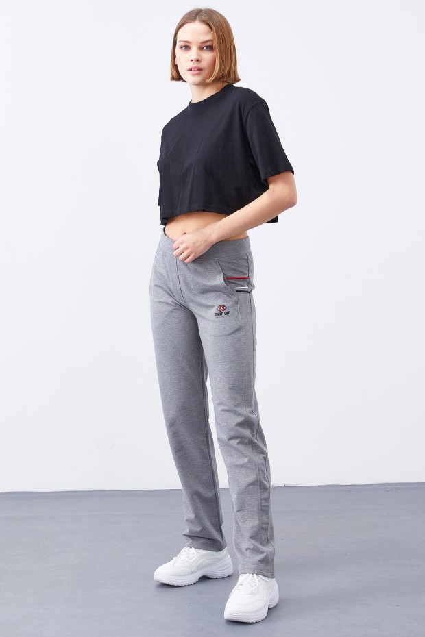 Tommy Life Three Stripe Grey-Melange Women's Tracksuit Bottom