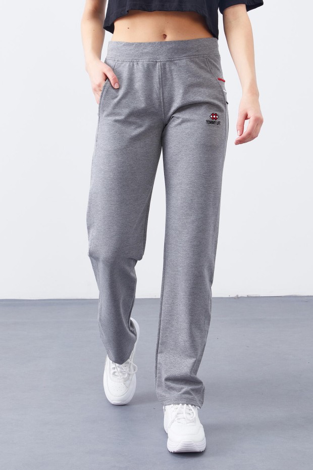Tommy Life Three Stripe Grey-Melange Women's Tracksuit Bottom