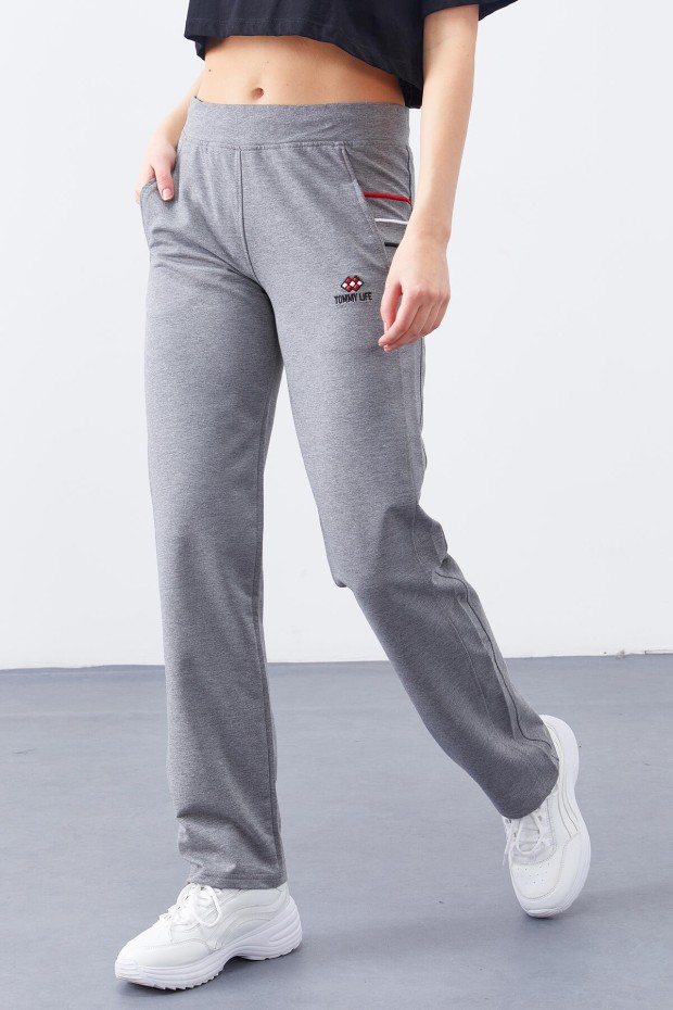 Tommy Life Three Stripe Grey-Melange Women's Tracksuit Bottom