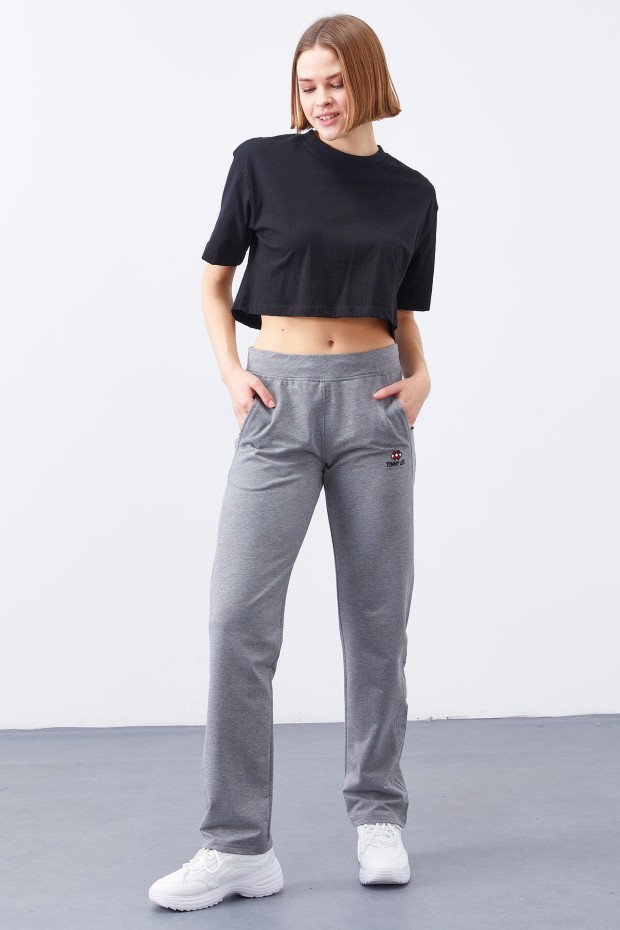 Tommy Life Three Stripe Grey-Melange Women's Tracksuit Bottom
