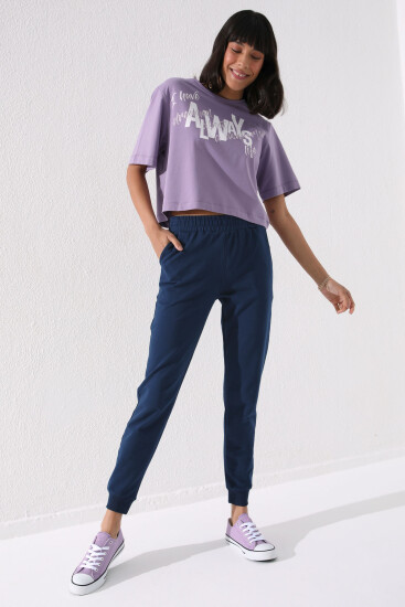 Tommy Life Classic Cuffed Indigo Women's Tracksuit Bottom - Thumbnail