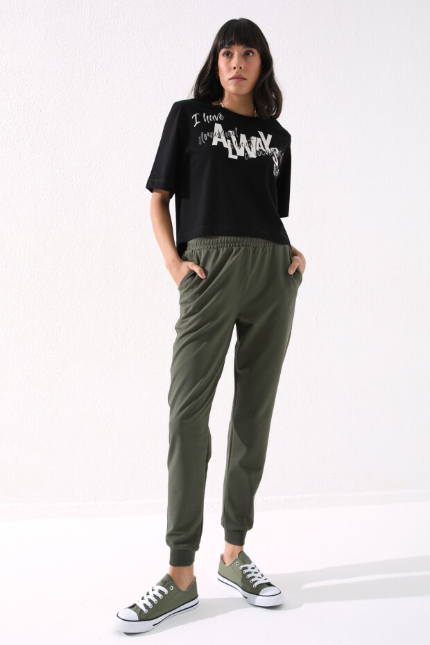 Tommy Life Classic Cuffed Khaki Women's Tracksuit Bottom