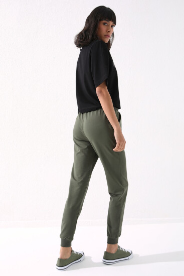 Tommy Life Classic Cuffed Khaki Women's Tracksuit Bottom - Thumbnail