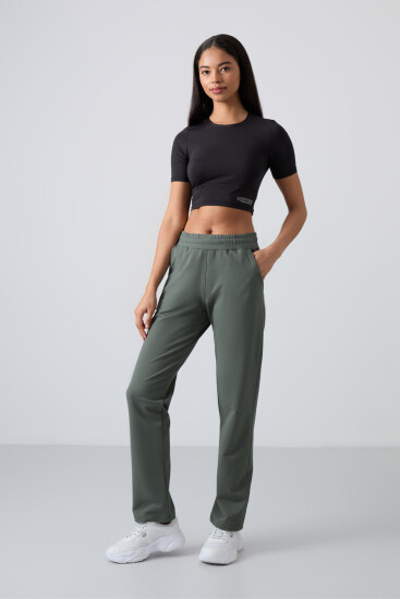 Straight Leg Khaki Women's Tracksuit Bottom 