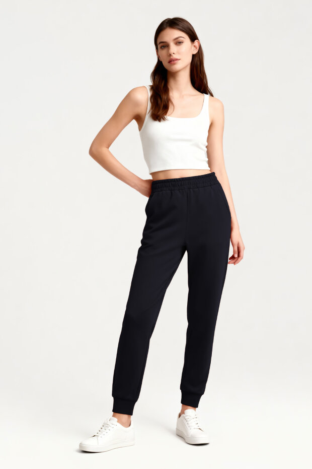 Tommy Life Classic Cuffed Navy Blue Women's Tracksuit Bottom - 1