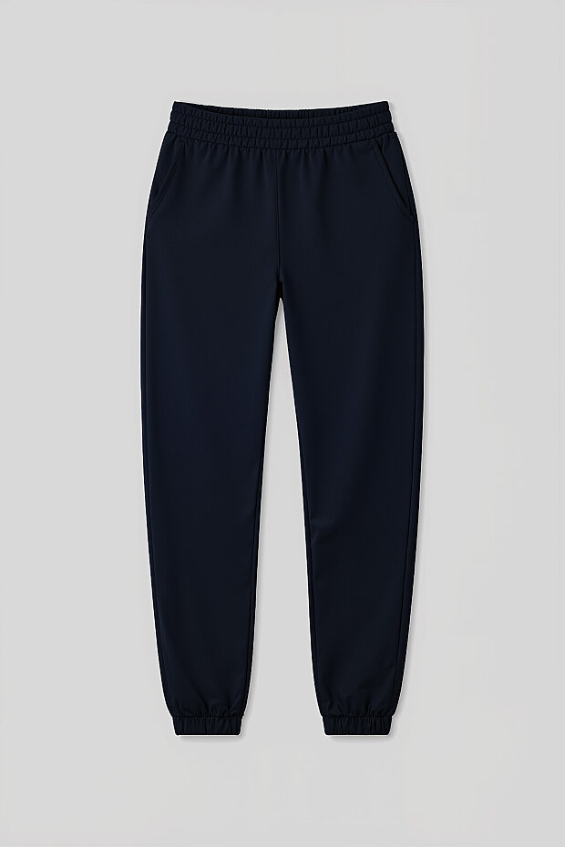 Cuffed Navy Blue Women's Tracksuit Bottom - 1