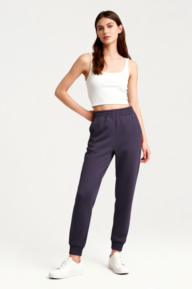 Tommy Life Classic Cuffed Purple Women's Tracksuit Bottom - 1