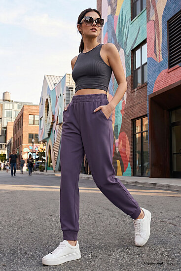 Tommy Life Classic Cuffed Purple Women's Tracksuit Bottom 