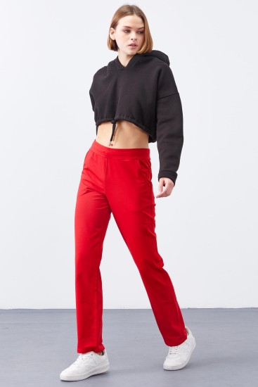 Straight Leg Red Women's Tracksuit Bottom 