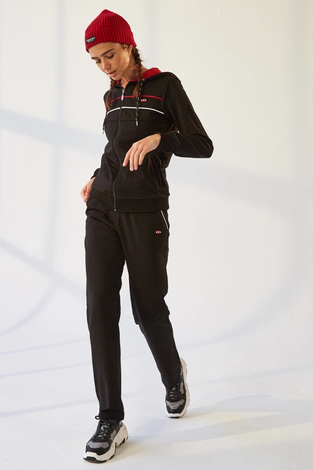 Tommy Life Hooded Black Women's Tracksuits