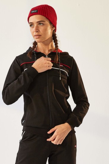 Tommy Life Hooded Black Women's Tracksuits - Thumbnail
