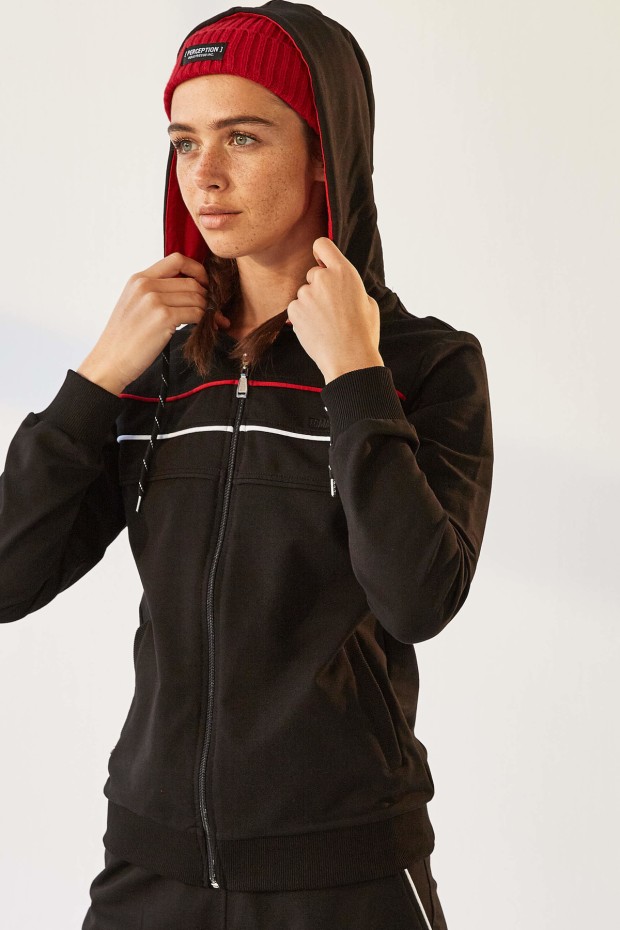 Tommy Life Hooded Black Women's Tracksuits
